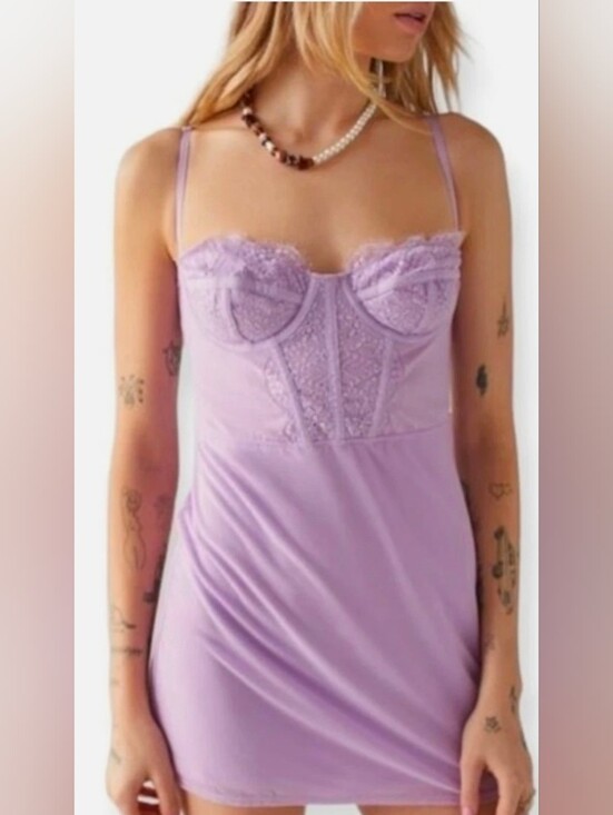 Urban Outfitters Dresses & Skirts - NWT Urban Outfitters Lavender Lace Bustier Mini Dress XS Fairycore